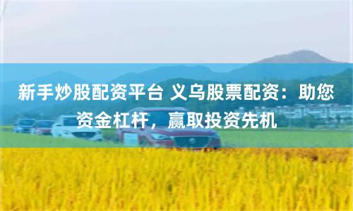 新手炒股配资平台 义乌股票配资：助您资金杠杆，赢取投资先机
